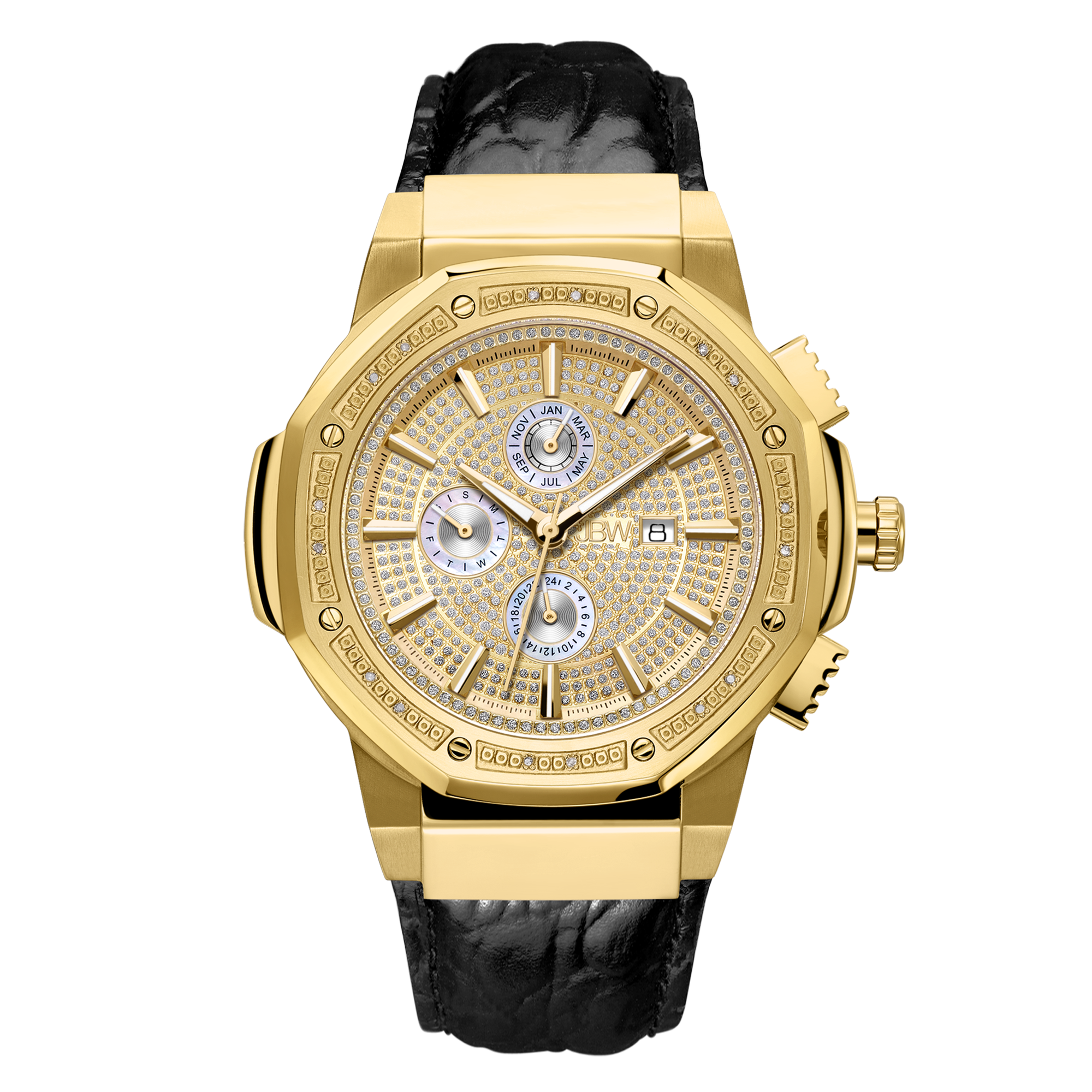 1-jbw-saxon-jb-6101l-10a-gold-black-leather-diamond-watch-front