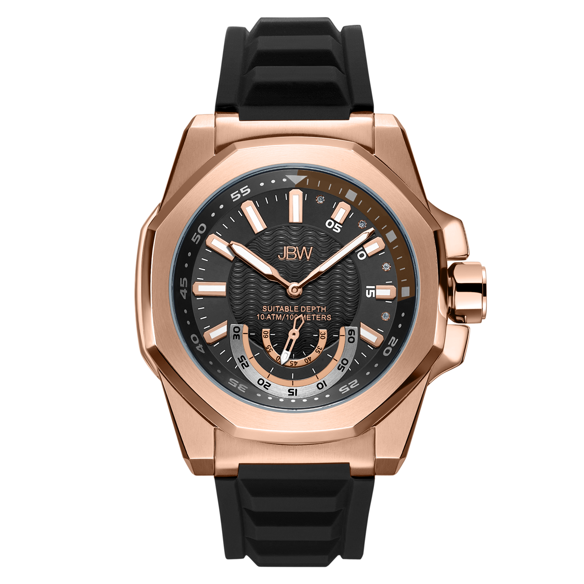 jbw-delmare-j6359b-rose-gold-black-silicone-diamond-watch-front