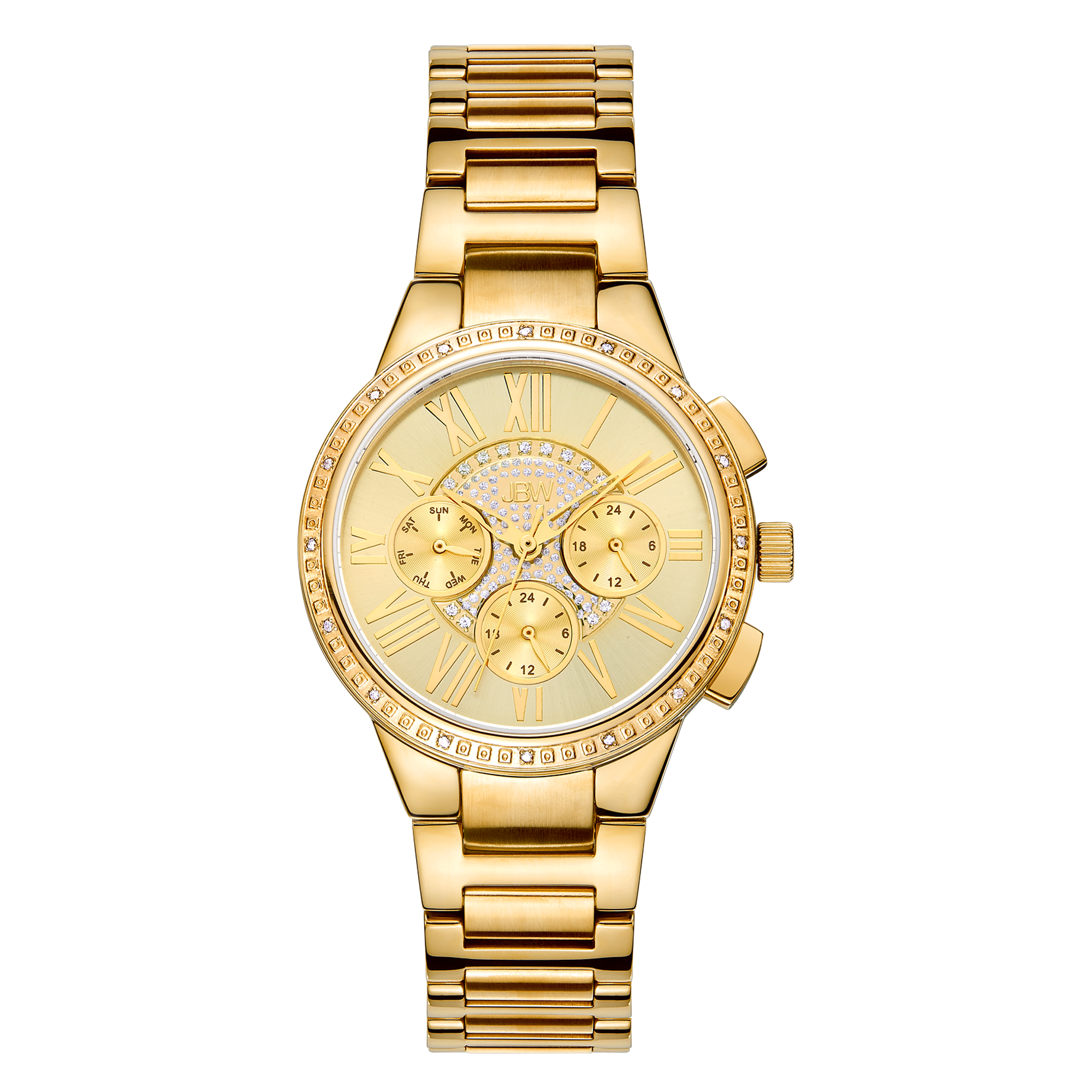 JBW Women's J6328E ''Helena'' 0.16 ctw Dual Time Zone Gold Diamond