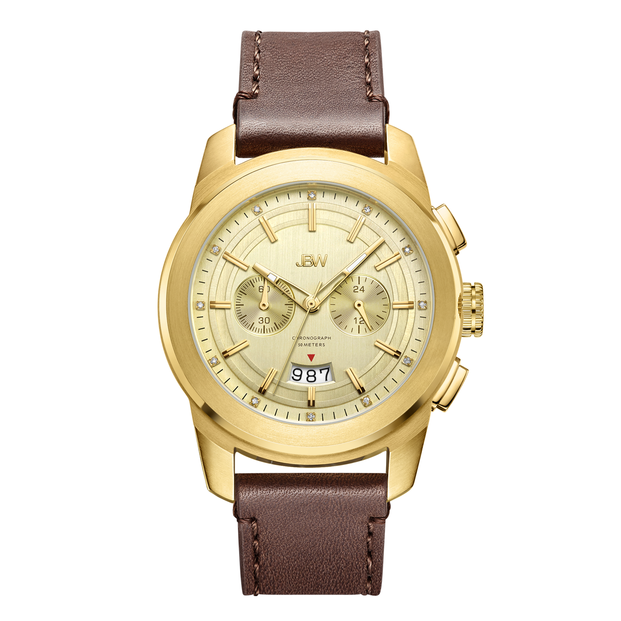 JBW Men's J6352B ''Mohawk'' 0.12 ctw Multifunction Brown Leather JBW Men's J6352B ''Mohawk'' 0.12 ctw Multifunction Brown Leather